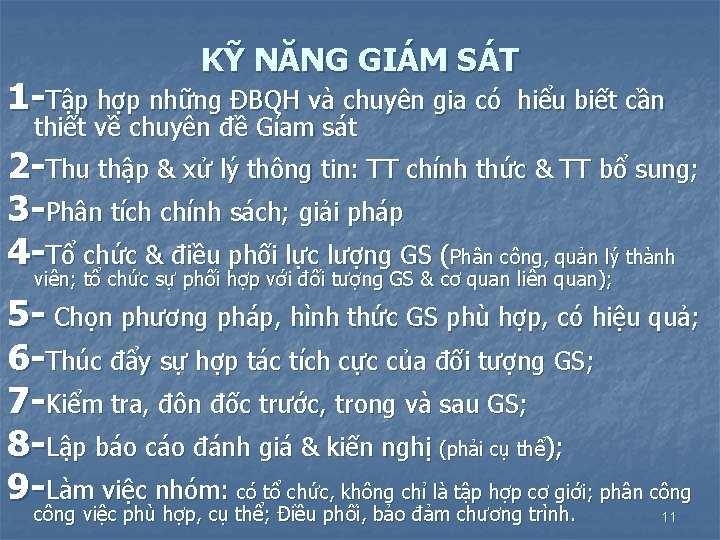 KỸ NĂNG GIÁM SÁT 1 -Tập hợp những ĐBQH và chuyên gia có thiết