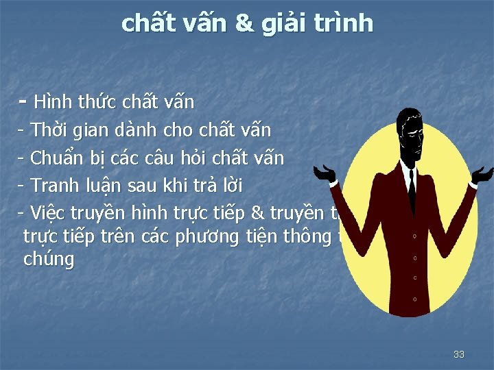 chất vấn & giải trình - Hình thức chất vấn - Thời gian dành