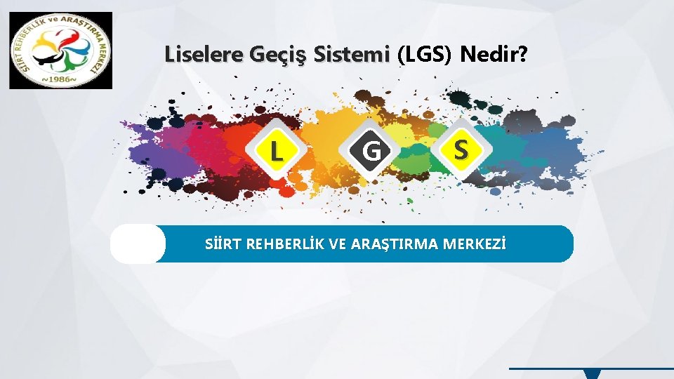 Liselere Geçiş Sistemi (LGS) Nedir? L G S SİİRT REHBERLİK VE ARAŞTIRMA MERKEZİ 