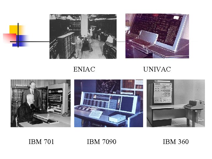 ENIAC IBM 701 IBM 7090 UNIVAC IBM 360 