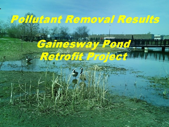 Pollutant Removal Results Gainesway Pond Retrofit Project 