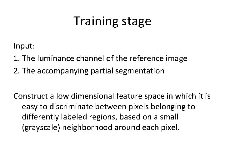 Training stage Input: 1. The luminance channel of the reference image 2. The accompanying