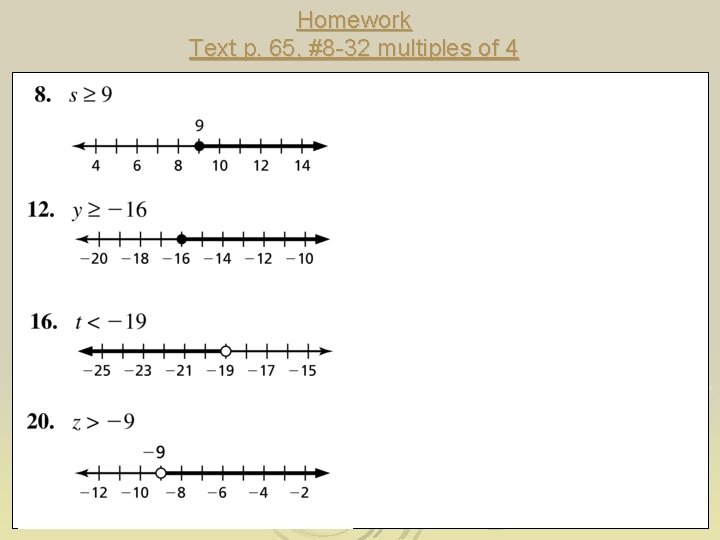 Homework Text p. 65, #8 -32 multiples of 4 