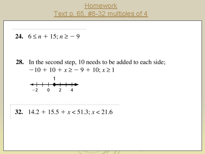 Homework Text p. 65, #8 -32 multiples of 4 