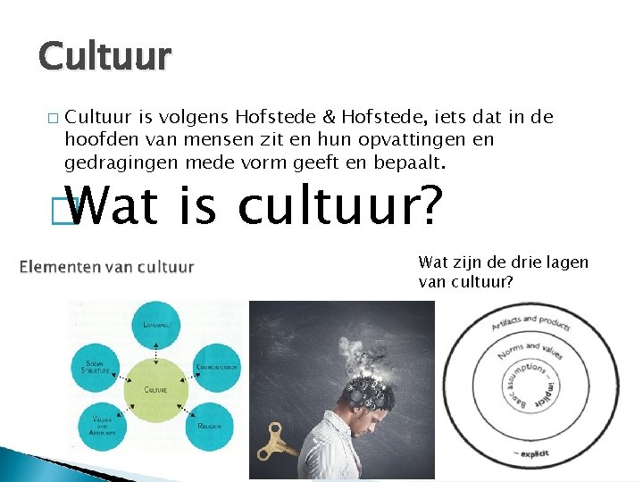 Cultuur � Cultuur is volgens Hofstede & Hofstede, iets dat in de hoofden van
