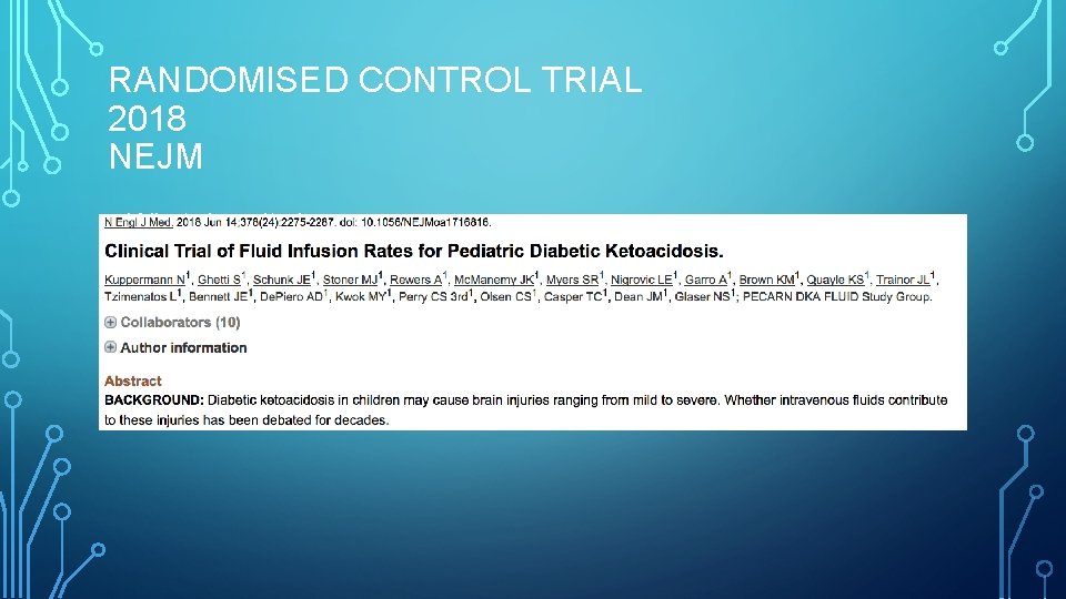 RANDOMISED CONTROL TRIAL 2018 NEJM • What does it show 