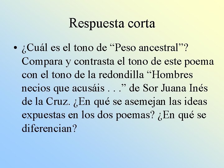 Respuesta corta • ¿Cuál es el tono de “Peso ancestral”? Compara y contrasta el