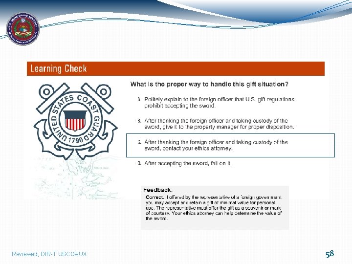 Reviewed, DIR-T USCGAUX 58 