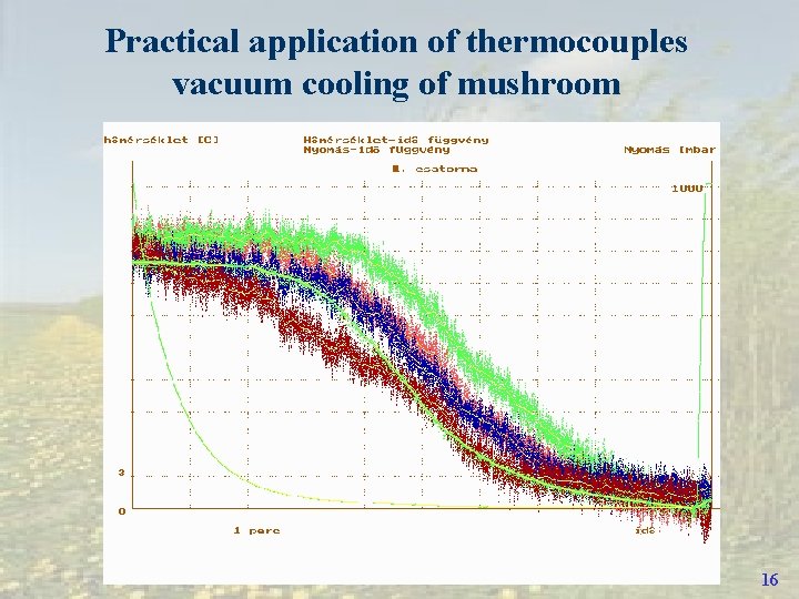 Practical application of thermocouples vacuum cooling of mushroom 16 