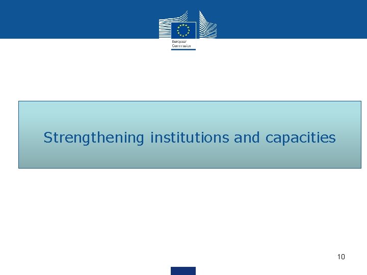 Strengthening institutions and capacities 10 