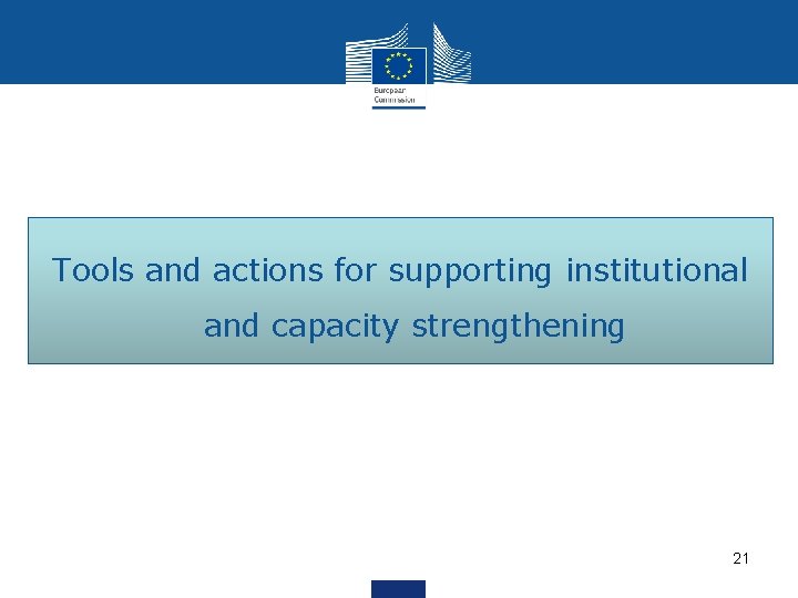 Tools and actions for supporting institutional and capacity strengthening 21 