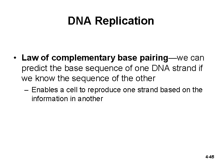DNA Replication • Law of complementary base pairing—we can predict the base sequence of