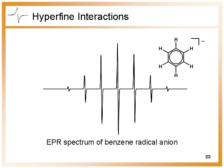 Hyperfine Interactions EPR spectrum of benzene radical anion 23 