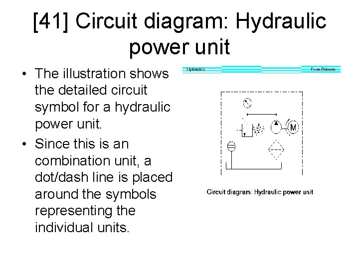 [41] Circuit diagram: Hydraulic power unit • The illustration shows the detailed circuit symbol