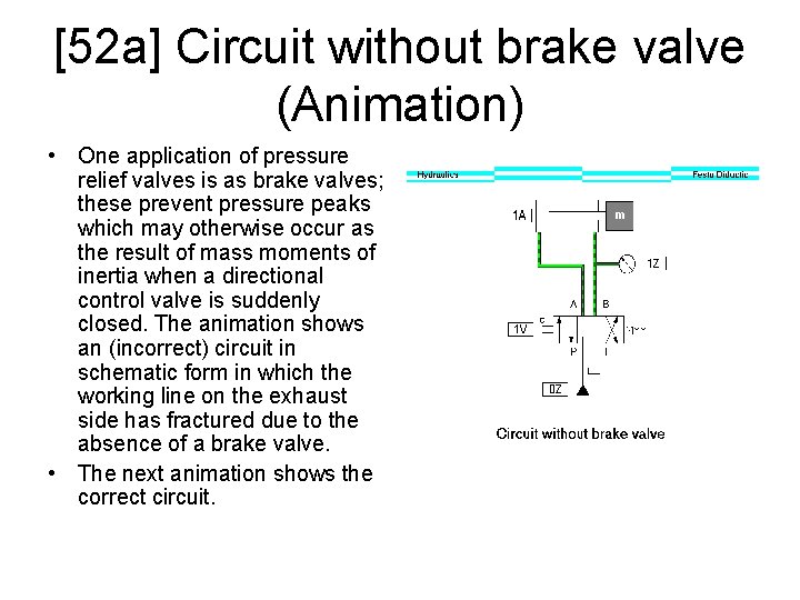 [52 a] Circuit without brake valve (Animation) • One application of pressure relief valves