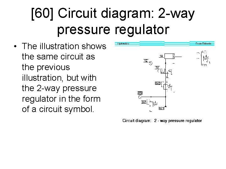 [60] Circuit diagram: 2 -way pressure regulator • The illustration shows the same circuit