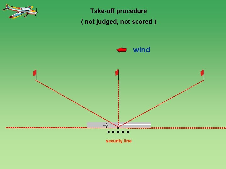 Take-off procedure ( not judged, not scored ) wind 1200 security line 