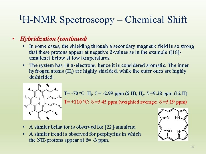 1 H-NMR Spectroscopy – Chemical Shift • Hybridization (continued) • In some cases, the