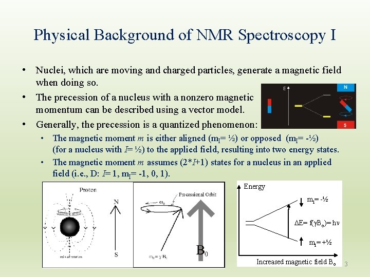 Physical Background of NMR Spectroscopy I • Nuclei, which are moving and charged particles,