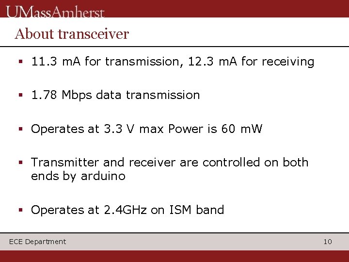 About transceiver 11. 3 m. A for transmission, 12. 3 m. A for receiving About transceiver 11. 3 m. A for transmission, 12. 3 m. A for receiving