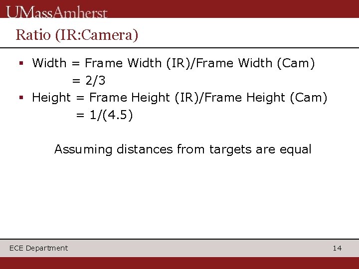 Ratio (IR: Camera) Width = Frame Width (IR)/Frame Width (Cam) = 2/3 Height = Ratio (IR: Camera) Width = Frame Width (IR)/Frame Width (Cam) = 2/3 Height =