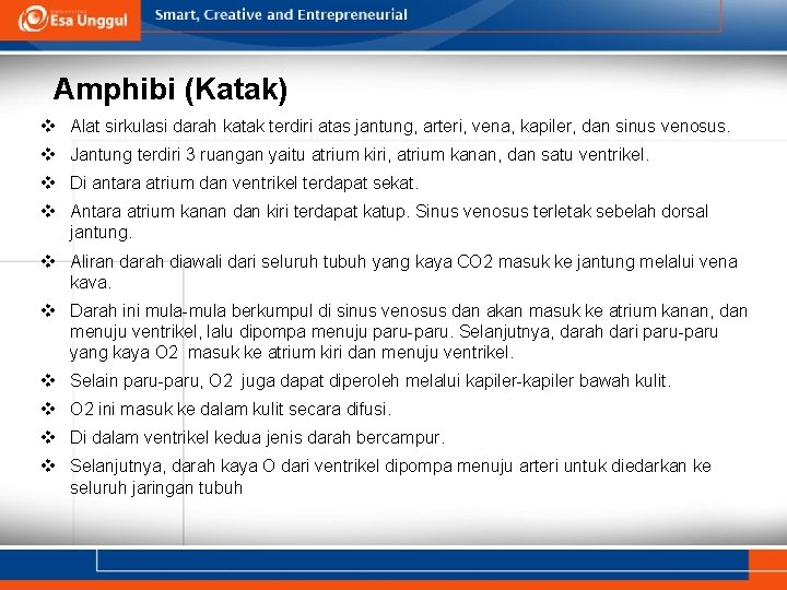 Amphibi (Katak) v Alat sirkulasi darah katak terdiri atas jantung, arteri, vena, kapiler, dan