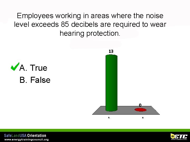 Employees working in areas where the noise level exceeds 85 decibels are required to