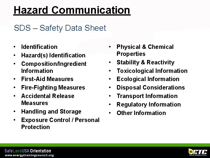 Hazard Communication SDS – Safety Data Sheet • Identification • Hazard(s) Identification • Composition/Ingredient