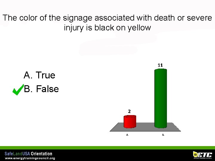 The color of the signage associated with death or severe injury is black on