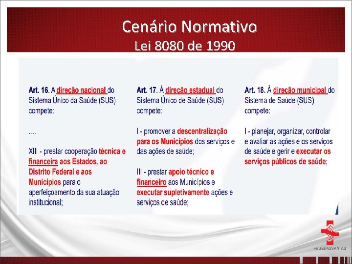 Cenário Normativo Lei 8080 de 1990 