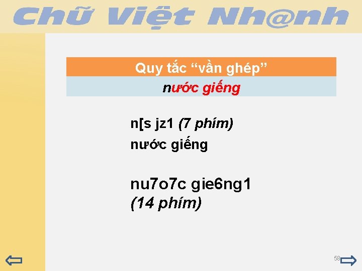 Quy tắc “vần ghép” nước giếng n[s jz 1 (7 phím) nước giếng nu