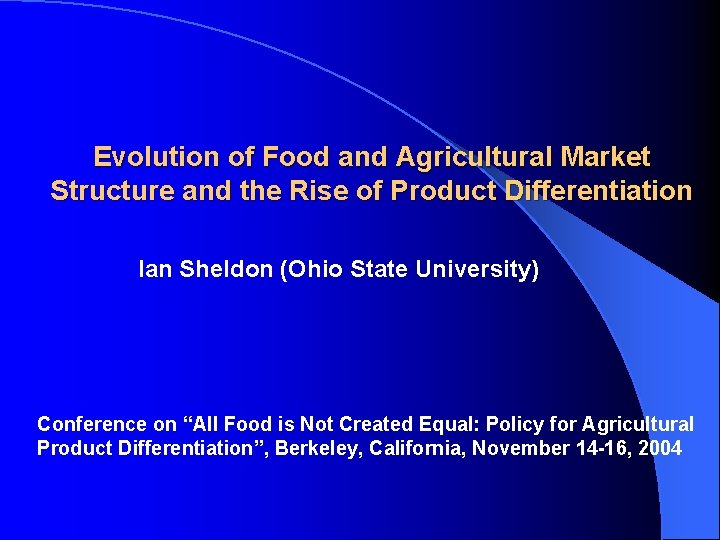 Evolution of Food and Agricultural Market Structure and