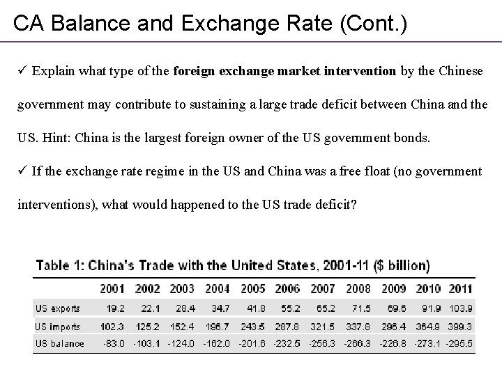 CA Balance and Exchange Rate (Cont. ) ü Explain what type of the foreign