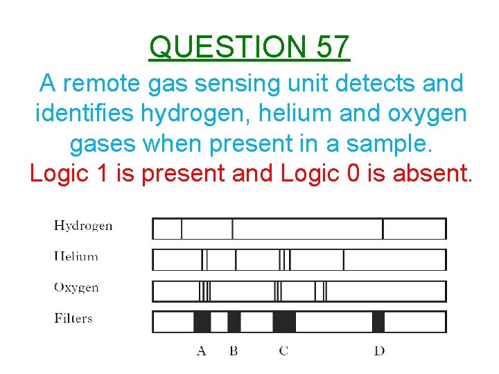 QUESTION 57 A remote gas sensing unit detects and identifies hydrogen, helium and oxygen
