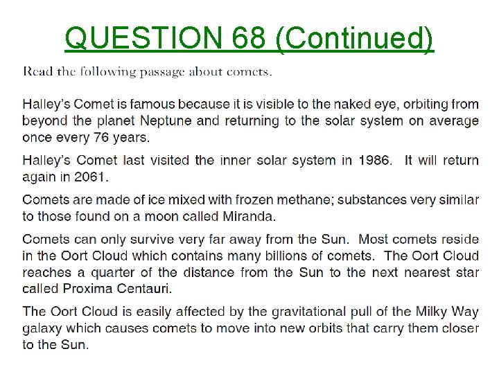 QUESTION 68 (Continued) 