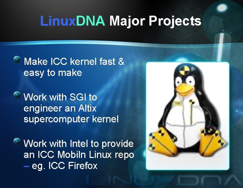 Linux. DNA Major Projects Make ICC kernel fast & easy to make Work with