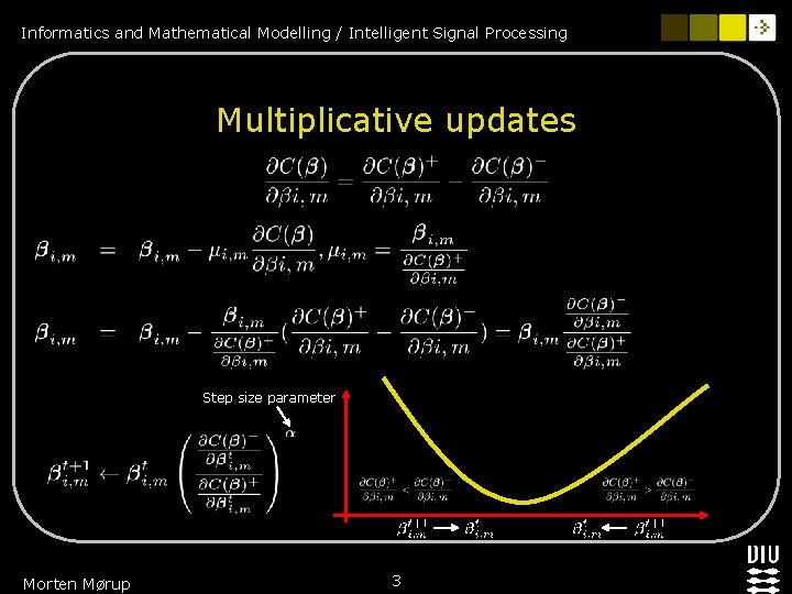 Informatics and Mathematical Modelling / Intelligent Signal Processing Multiplicative updates Step size parameter Morten Informatics and Mathematical Modelling / Intelligent Signal Processing Multiplicative updates Step size parameter Morten