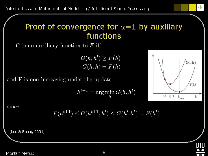 Informatics and Mathematical Modelling / Intelligent Signal Processing Proof of convergence for =1 by Informatics and Mathematical Modelling / Intelligent Signal Processing Proof of convergence for =1 by