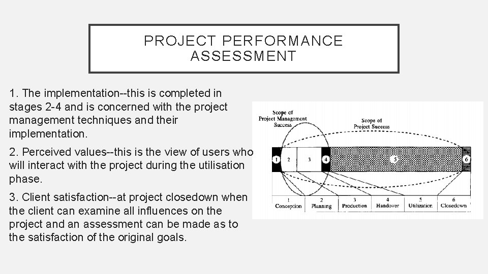PROJECT PERFORMANCE ASSESSMENT 1. The implementation--this is completed in stages 2 -4 and is