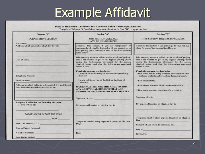 Example Affidavit 20 