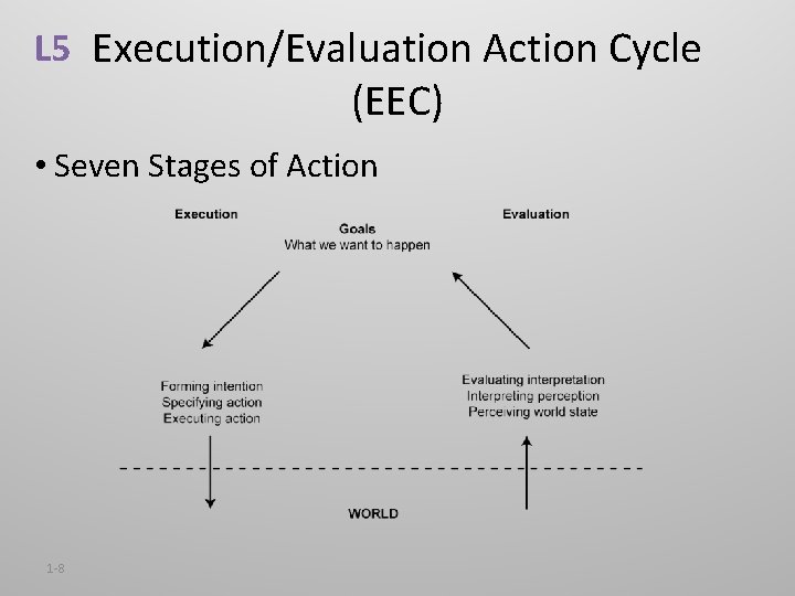 L 5 Execution/Evaluation Action Cycle (EEC) • Seven Stages of Action 1 -8 