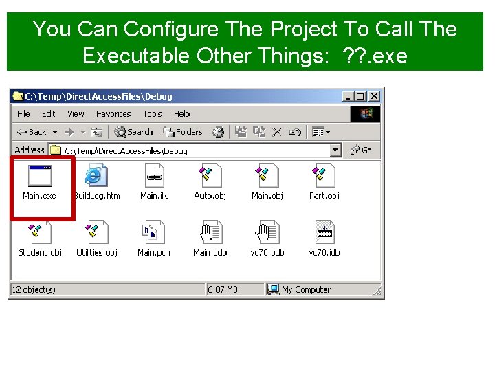 You Can Configure The Project To Call The Executable Other Things: ? ? .