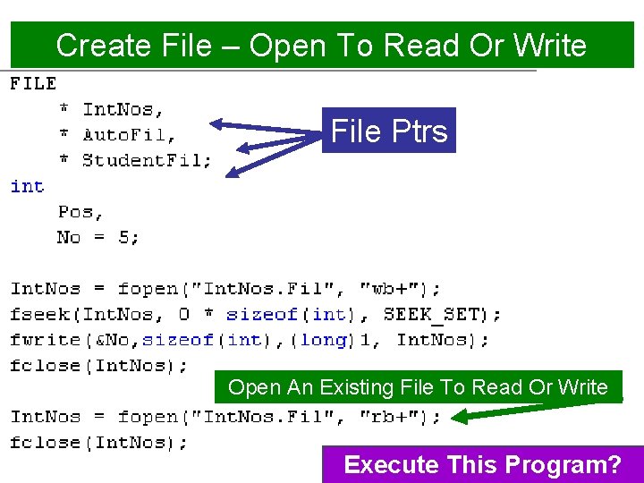 Create File – Open To Read Or Write File Ptrs Open An Existing File