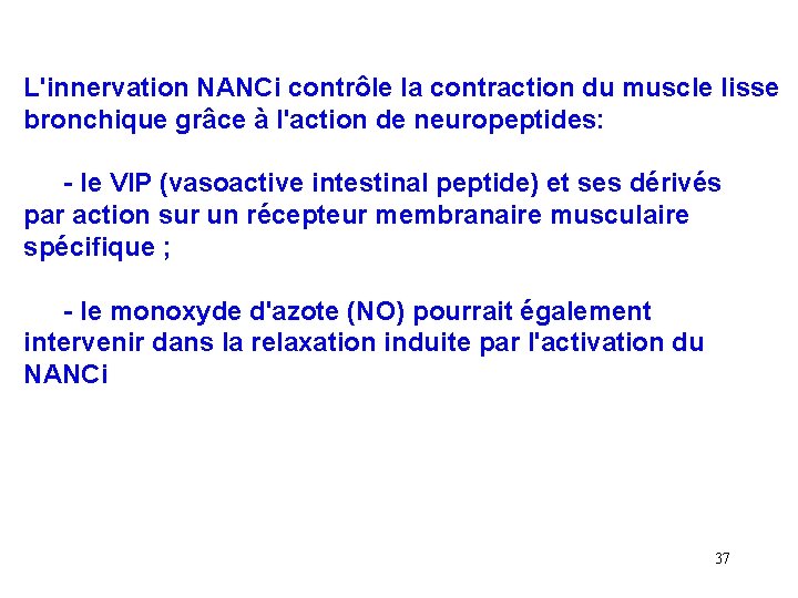 L'innervation NANCi contrôle la contraction du muscle lisse bronchique grâce à l'action de neuropeptides: L'innervation NANCi contrôle la contraction du muscle lisse bronchique grâce à l'action de neuropeptides: