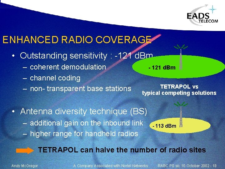 ENHANCED RADIO COVERAGE • Outstanding sensitivity : -121 d. Bm – coherent demodulation – ENHANCED RADIO COVERAGE • Outstanding sensitivity : -121 d. Bm – coherent demodulation –