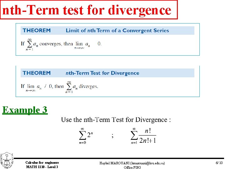 nth-Term test for divergence Example 3 Calculus for engineers MATH 1110 - Level 3