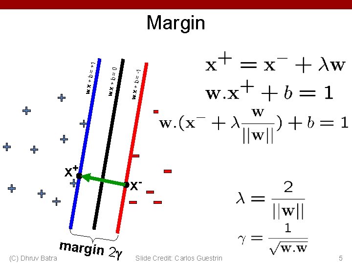 x+ (C) Dhruv Batra margin 2 = -1 w. x + b =0 w.