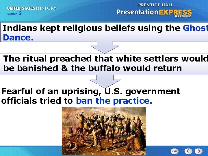 Chapter Section 2 25 Section 1 Indians kept religious beliefs using the Ghost Dance.