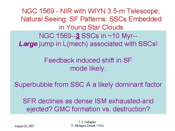 NGC 1569 - NIR with WIYN 3. 5 -m Telescope; Natural Seeing: SF Patterns: