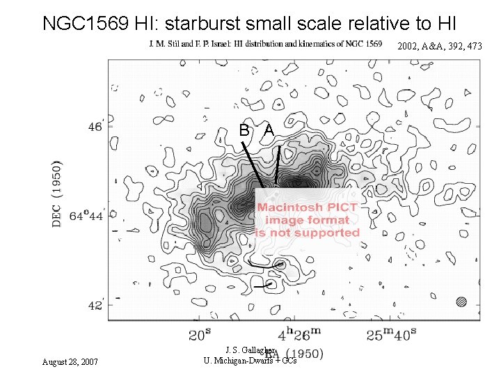 NGC 1569 HI: starburst small scale relative to HI 2002, A&A, 392, 473 B